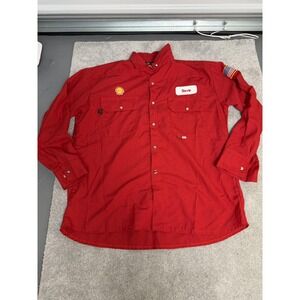 SAF-TECH Shirt Mens 2XLT Red Shell Nomex FR Long Sleeve Snap Workwear Made USA